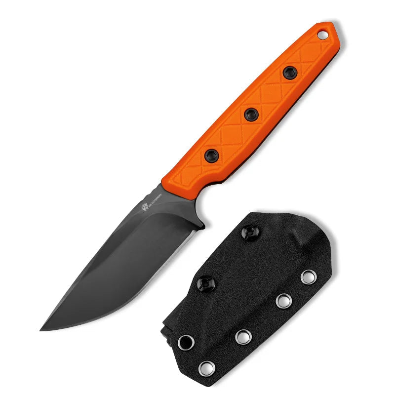 HX OUTDOORS Maverick D-354D – 2.95" DLC 14C28N Fixed Blade Knife with Orange G10 Handle