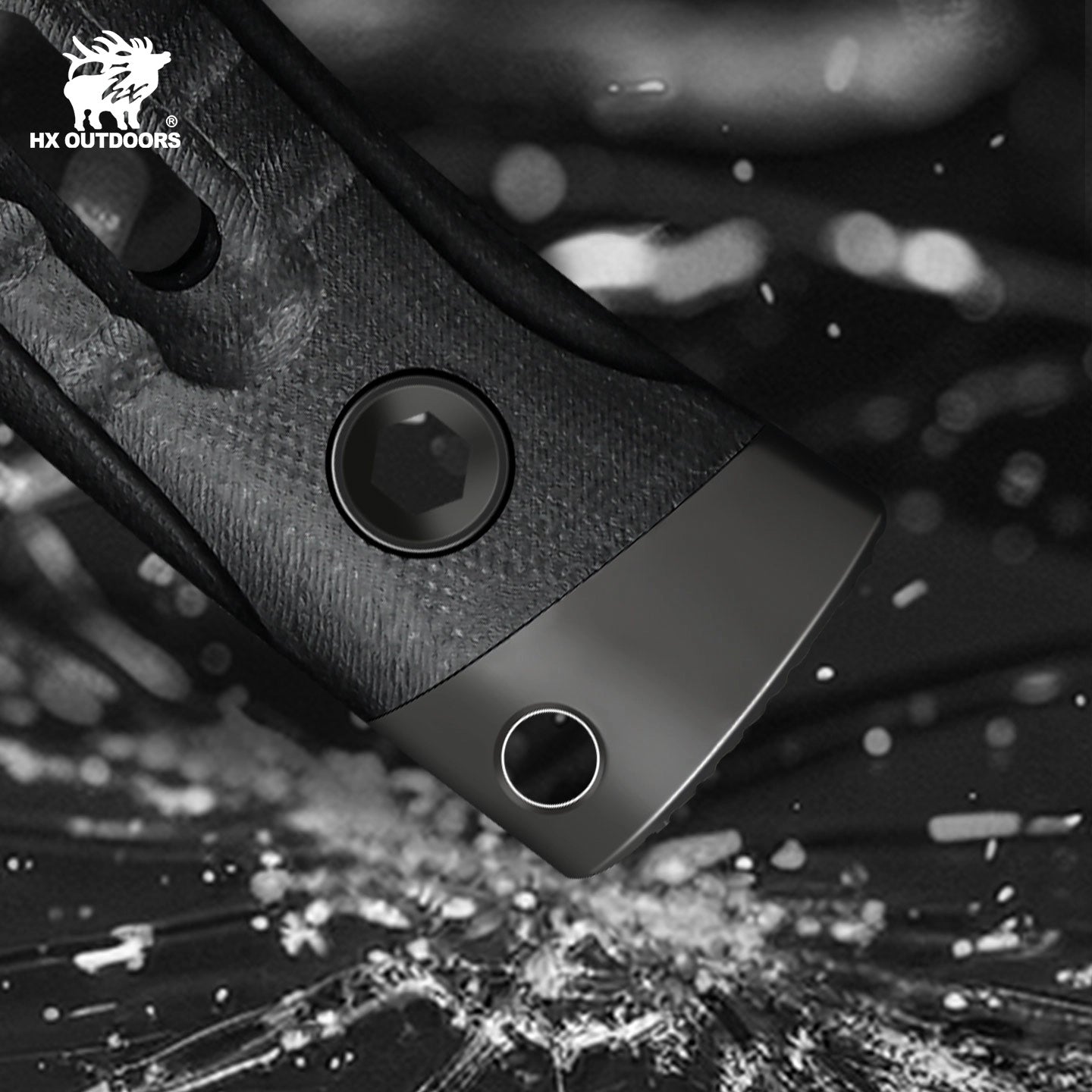 HX OUTDOORS Rock Apex TD-24A – 3.7" MagnaCut Fixed Blade Knife with Matte DLC Blade & Black G10 Handle