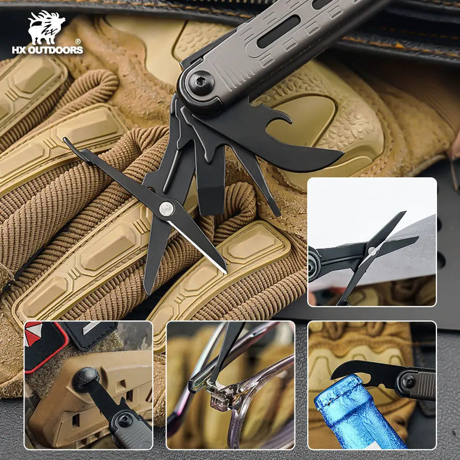 HX OUTDOORS SwiftTrail GQ-28A – 6.89" Multi-Tool with 7Cr17 Blade and Gray 2Cr13 Handle