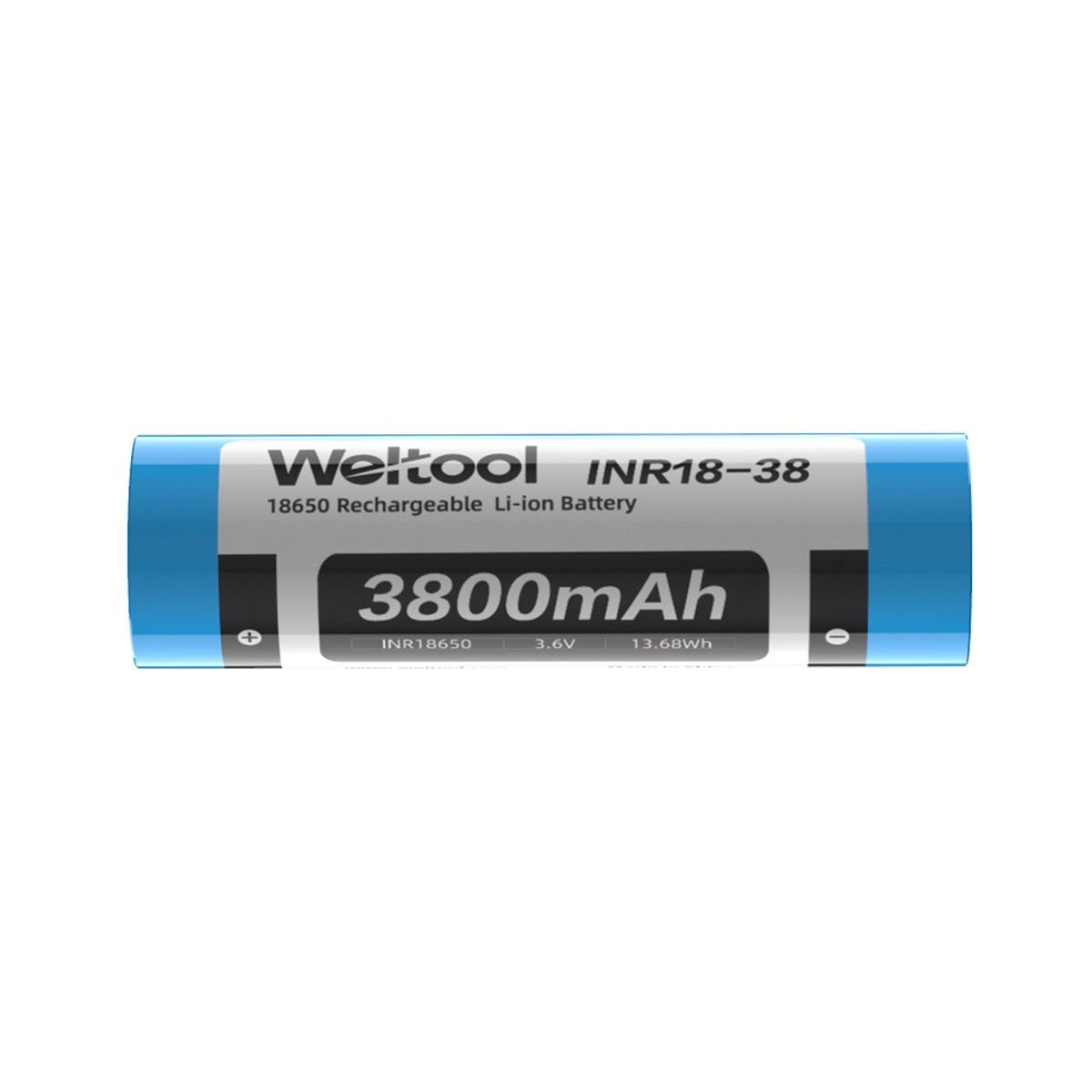Weltool INR18-38 3800mAh flat-top 18650 battery detail