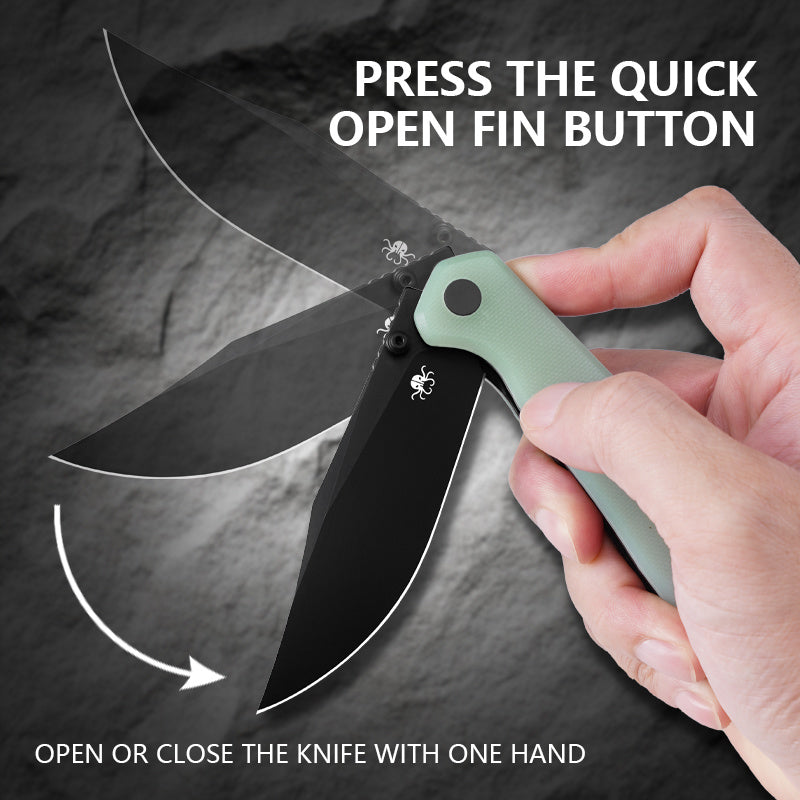 Klaken Lancet J335-JadeG10-BlackBlade liner lock detail