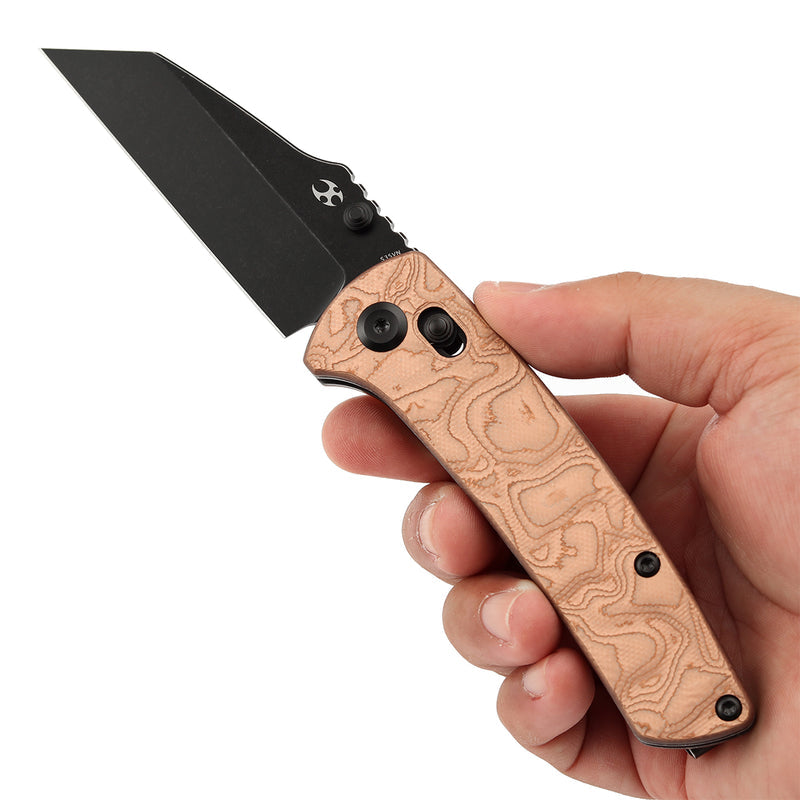 Kansept Main Street K1015V2 – 3.36" CPM S35VN Wharncliffe Crossbar Lock Knife with G-10 & Copper Foil Handle