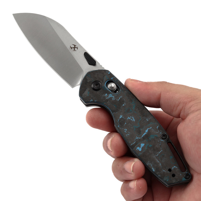 Kansept Model 6 K1022V4 – 3.1" CPM S35VN Sheepsfoot Crossbar Lock Knife with Arctic Storm Carbon Fiber Handle