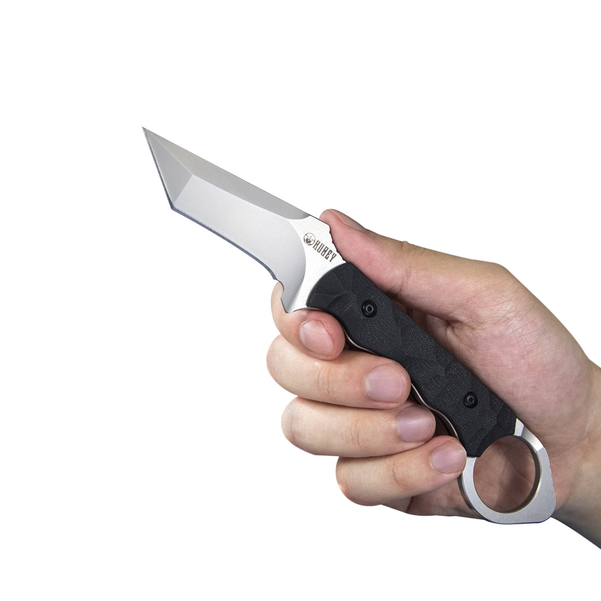 WOLF E-CQC Fixed Blade Knife Black G10 Handle Kydex Sheath 2.76" Satin D2 KU320A