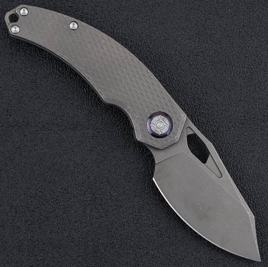 Kunwu Compadre (Left-Handed) K706C-T1-LT, 2.95″ Stonewash Vanax Blade, Titanium Handle, Frame Lock, view 2