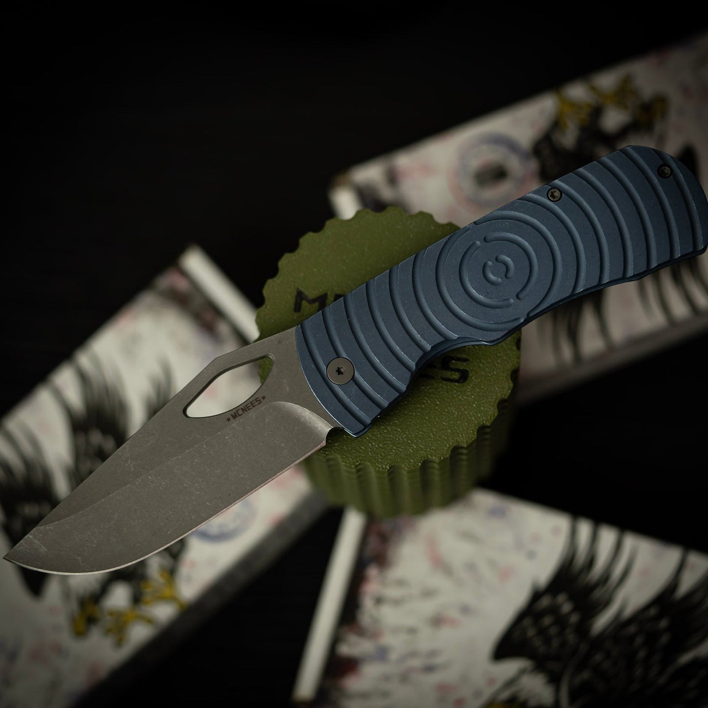 McNees Knives Dixon 3.75-inch MagnaCut Shockwave Blue Locking Blade