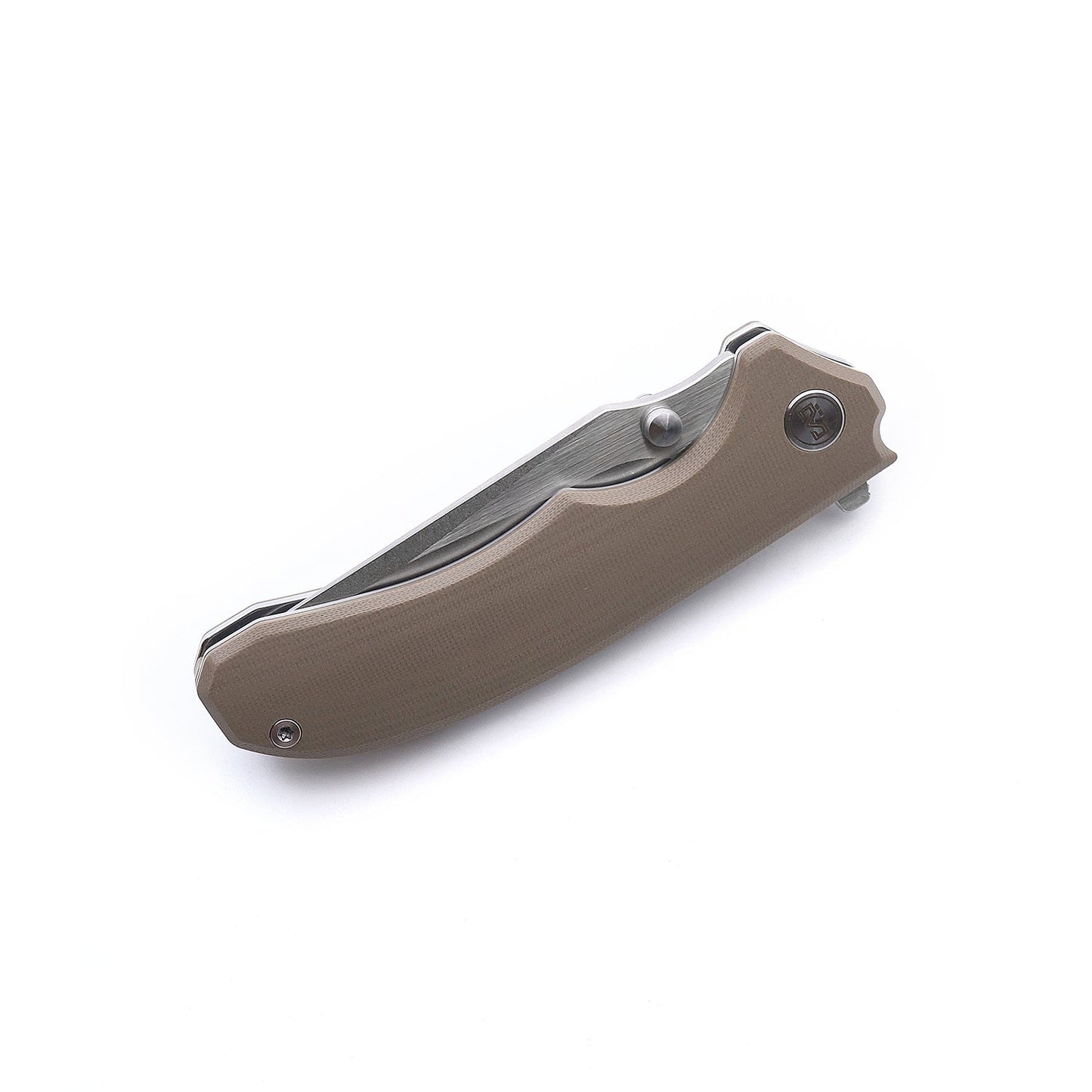 Miguron Centurion Folding Knife 3.5" 14C28N Stonewash & Satin Blade Tan G10 Handle MGR-812TN