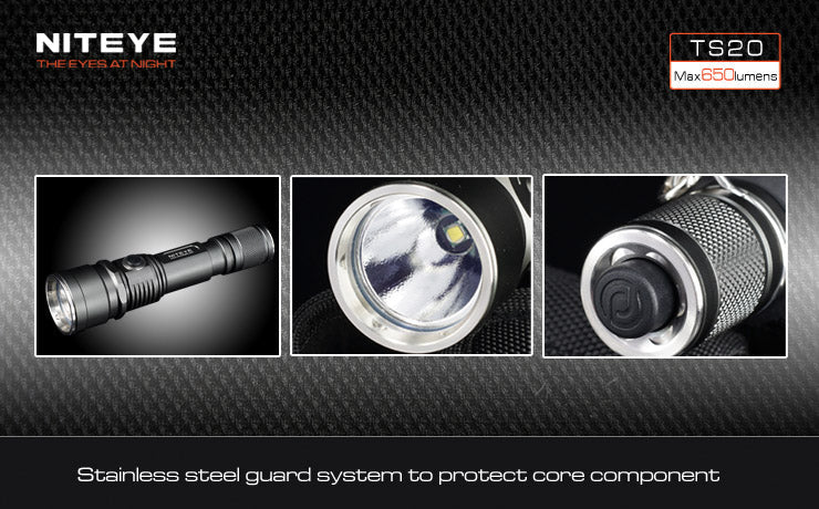Niteye TS20 CREE XM-L U2 LED 650 Lumen Tactical Flashlight