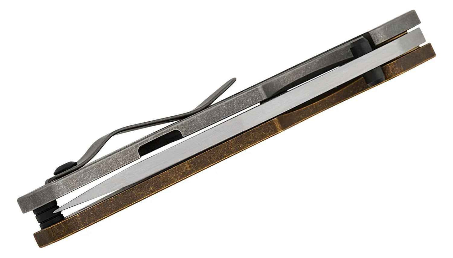 North Mountain Blade BBNM 2521-CU bronze bowie pocket knife detail