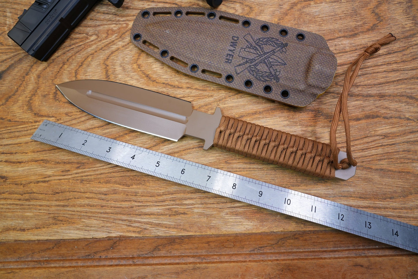 North Mountain Blade JW-Brown-3V tactical knife brown cerakote finish detail