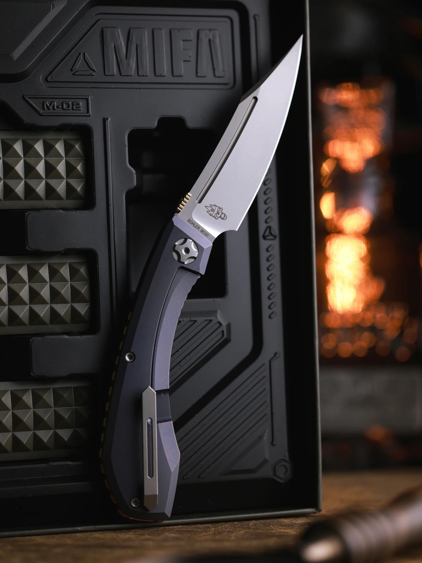 North Mountain Blade 2601-PR redeemer purple titanium handle detail
