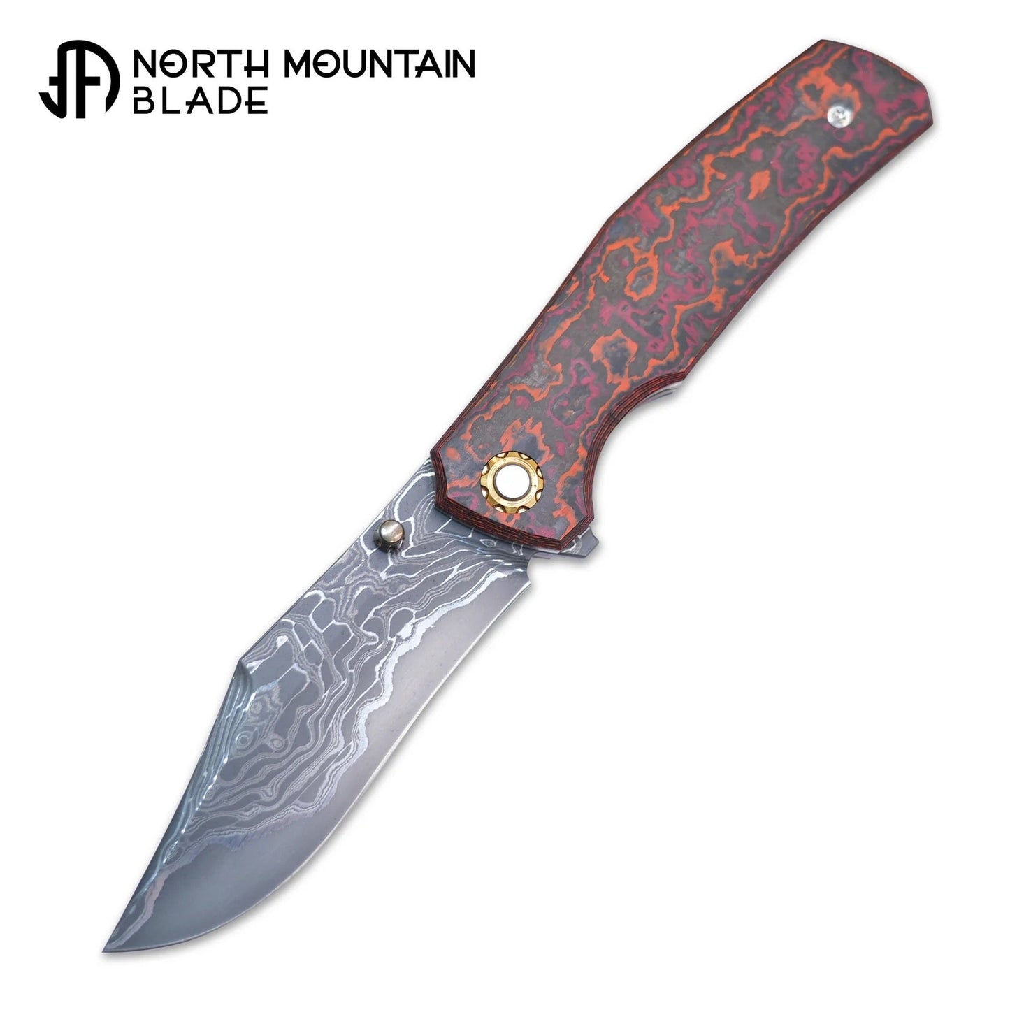 North Mountain Blade Jellyfish4-Super-Smooth-DM-2 jellyfish 4th gen custom damascus carbon fiber handle