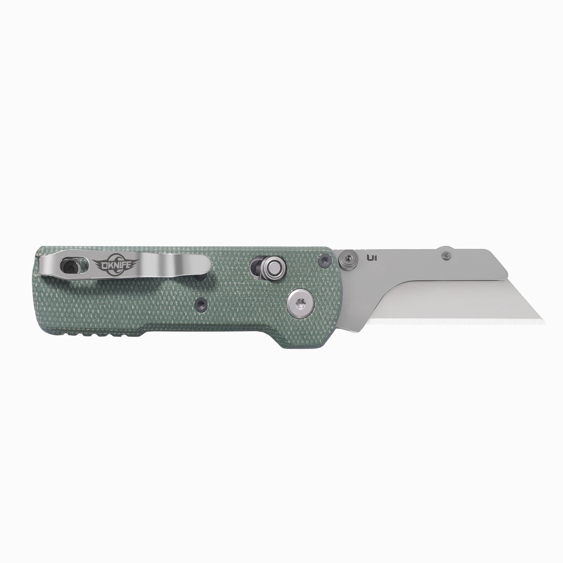 Oknife U1 Green-Micarta – Folding Utility Knife with Green Micarta Handle & SK5 Utility Blade