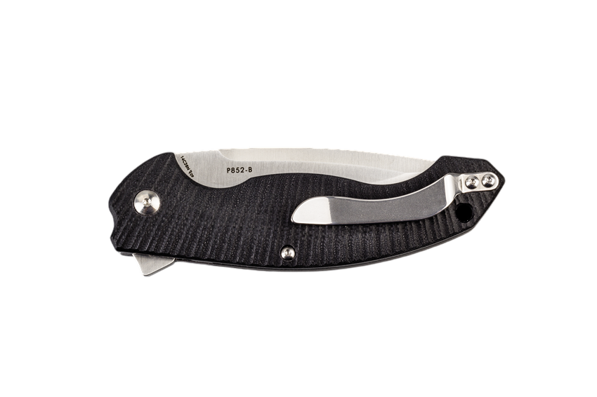 Ruike P852 Folding Knife 3.50" Satin 14C28N Black G-10 Handles Liner Lock