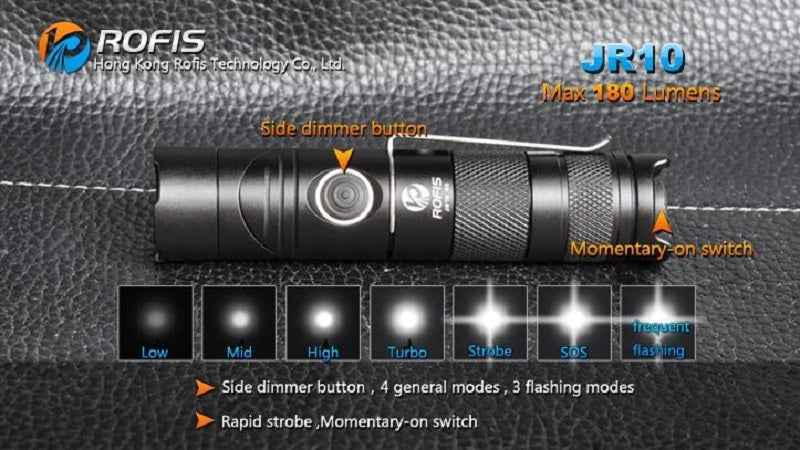 Rofis JR10 CREE XP-G R5 180 Lumen 1 x CR123 Rotating Angle LED Flashlight