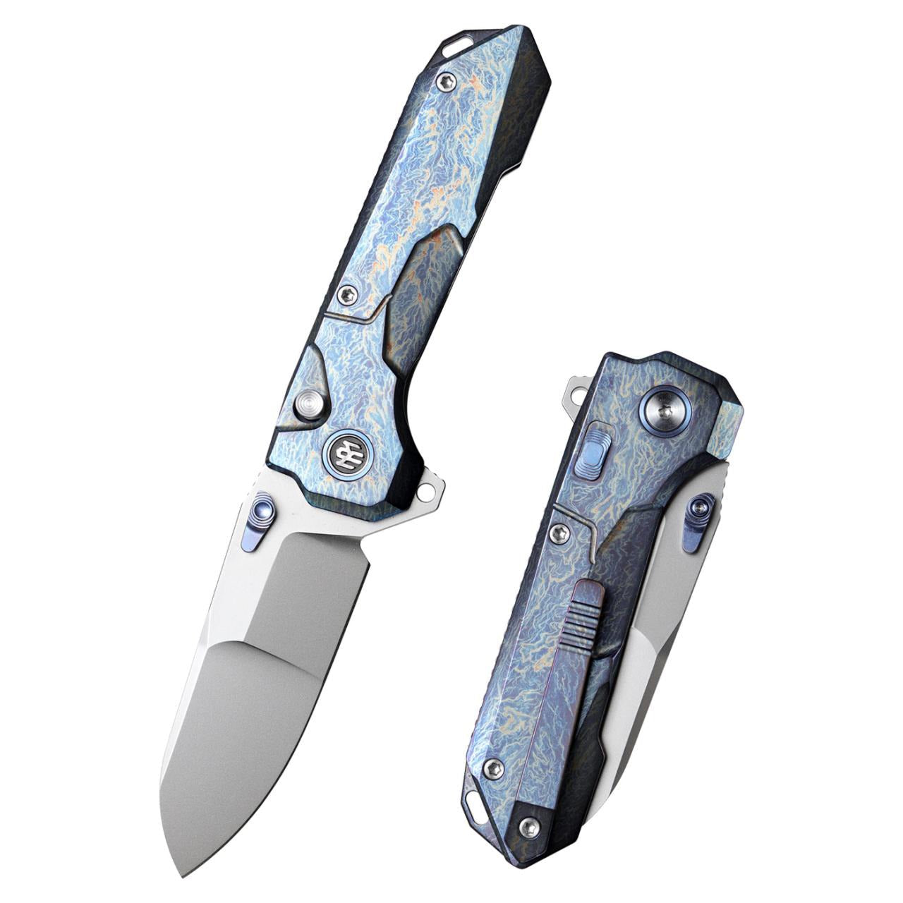 Remette RT-Cosmic RTCO-TC – 2.76″ M390 drop point, blue camo titanium folding knife