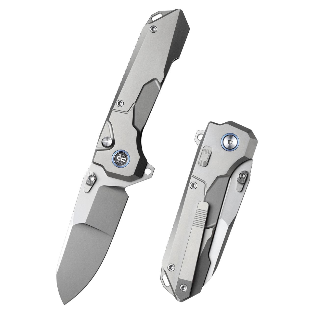 Remette RT-Cosmic RTCO-TT – 2.76″ M390 drop point, sandblasted titanium folding knife