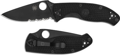 Spyderco Tenacious Lightweight Folding Knife – 3.39" Black Combo Edge Blade, Black FRN Handle, LinerLock – Model C122PSBBK