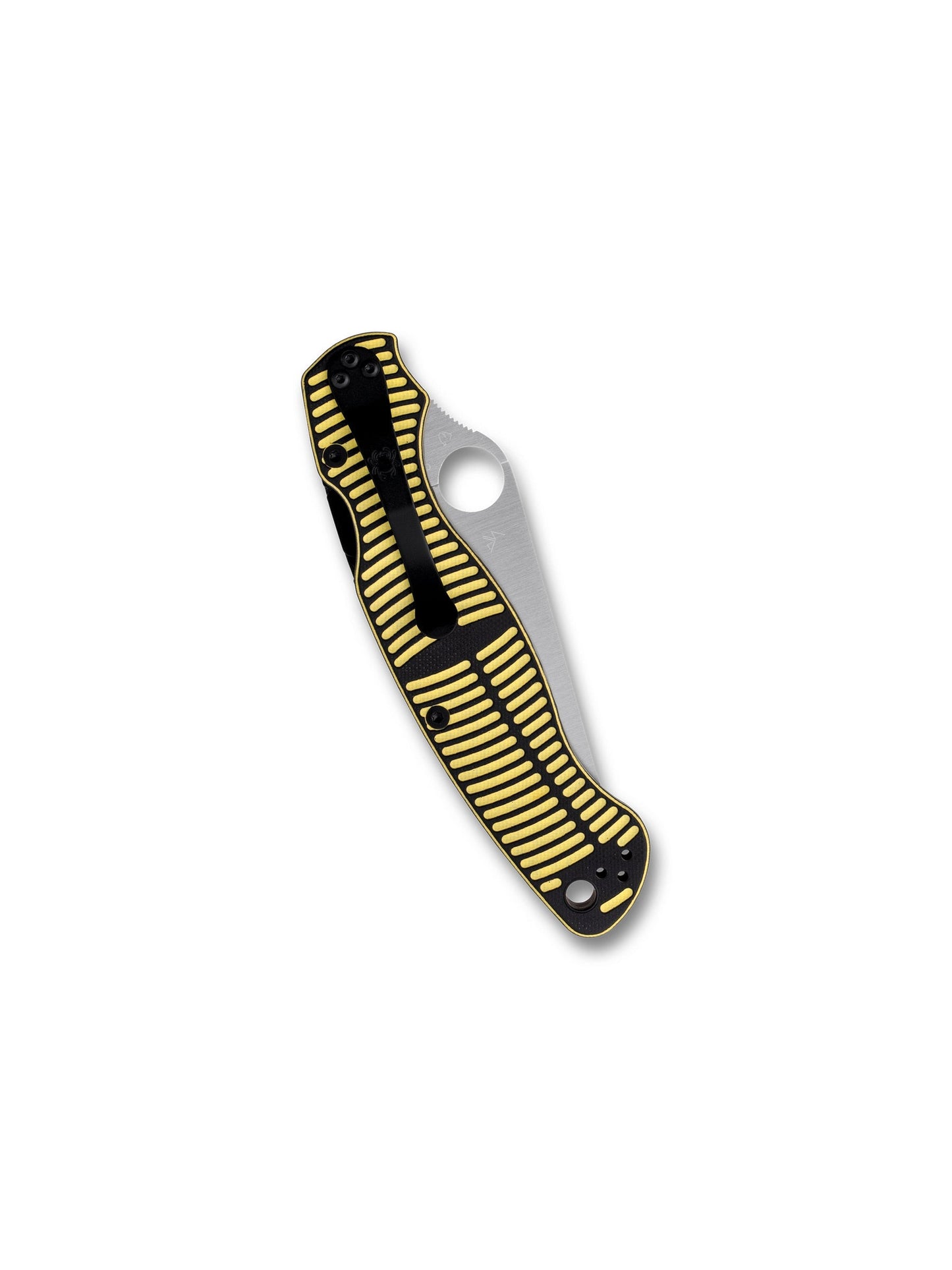 Spyderco Military 2 Salt C36GBKYLMCP2 closed view with yellow and black G-10 handle