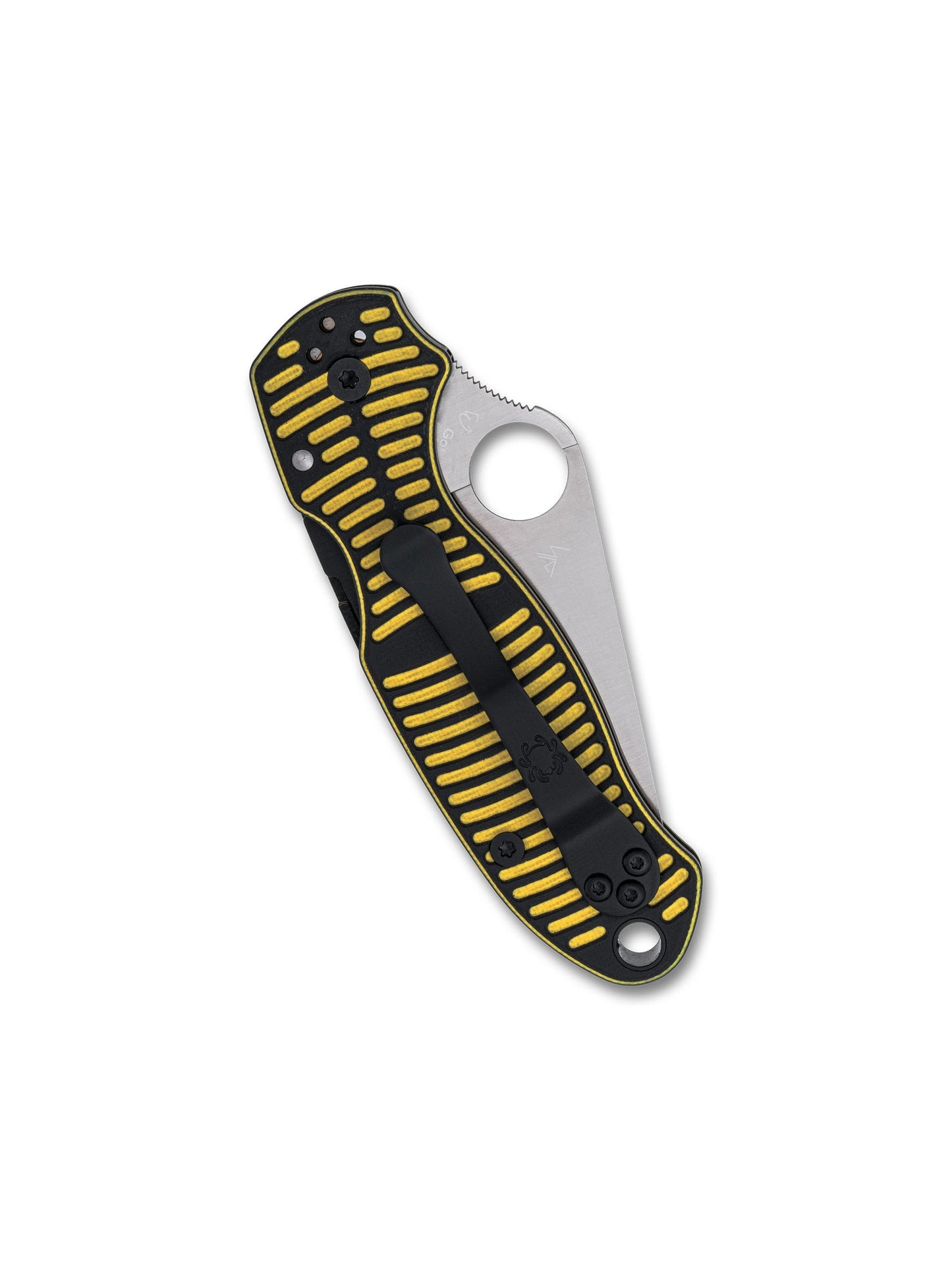 Spyderco Para 3 Salt C223GBKYLMCP closed view, yellow & black G-10 handle