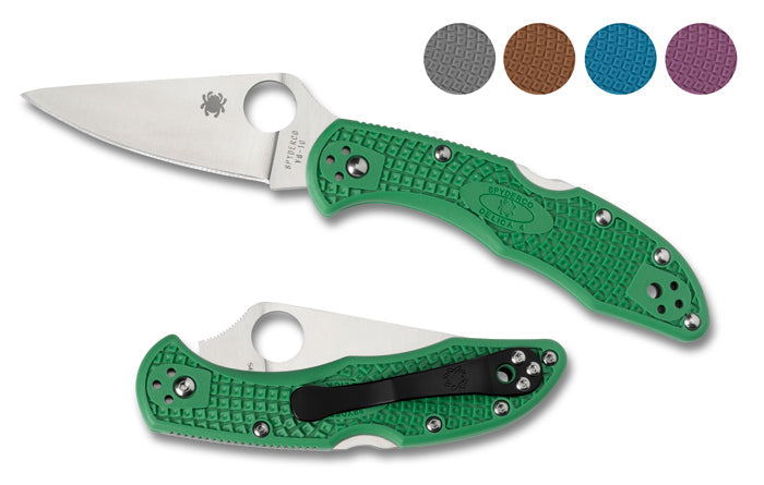 Spyderco Delica 4 FFG Green C11FPGR Folding Knife - Plain