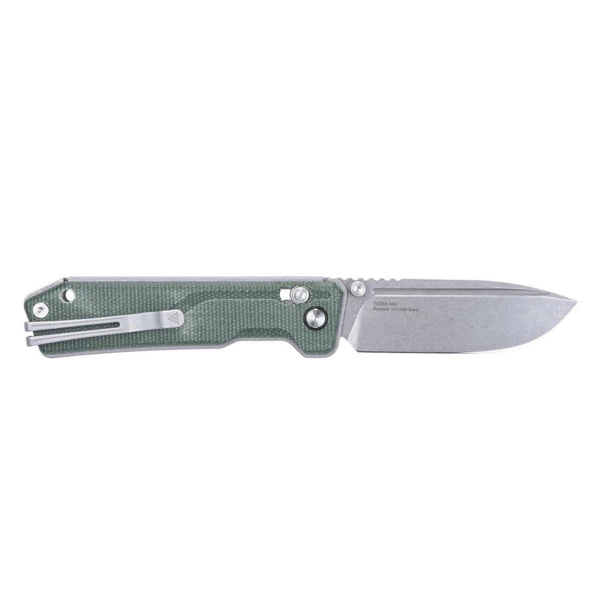 SRM Rubik 7228B-MG Folding Knife – 3.43" 14C28N Drop Point, Green Micarta Handle