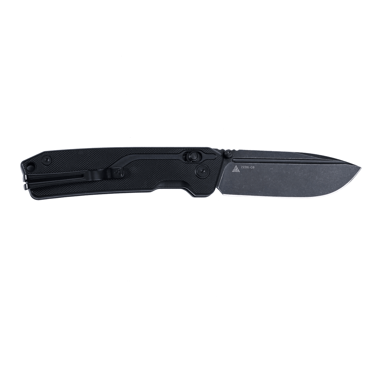 SRM Rubik 7228L-GB Folding Knife – 3.43" 10Cr15CoMoV Drop Point Blade, Black G10 Crossbar Lock