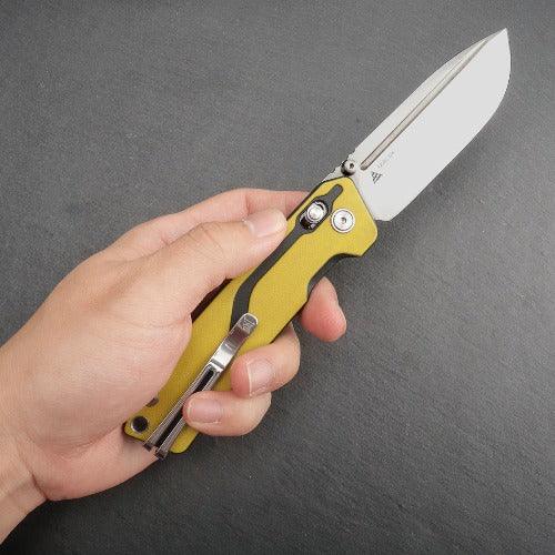 SRM Rubik 7228L-GW Folding Knife – 3.43" 10Cr15CoMoV Drop Point Blade, G10 Handle