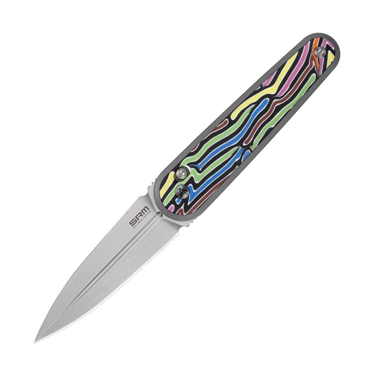SRM Twin 2.99" N690 Dagger Crossbar Lock Folding Knife – Rainbow G10 Handle (251MB-GX)