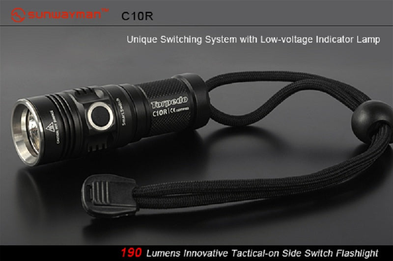 Sunwayman C10R CREE XM-L U2 1 x CR123 180 Lumen LED Side Switch Flashlight