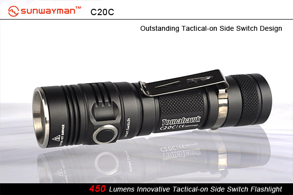 Sunwayman C20C CREE XM-L U2 2 x CR123 / 1 x 18650 450 Lumen LED Side Switch Flashlight