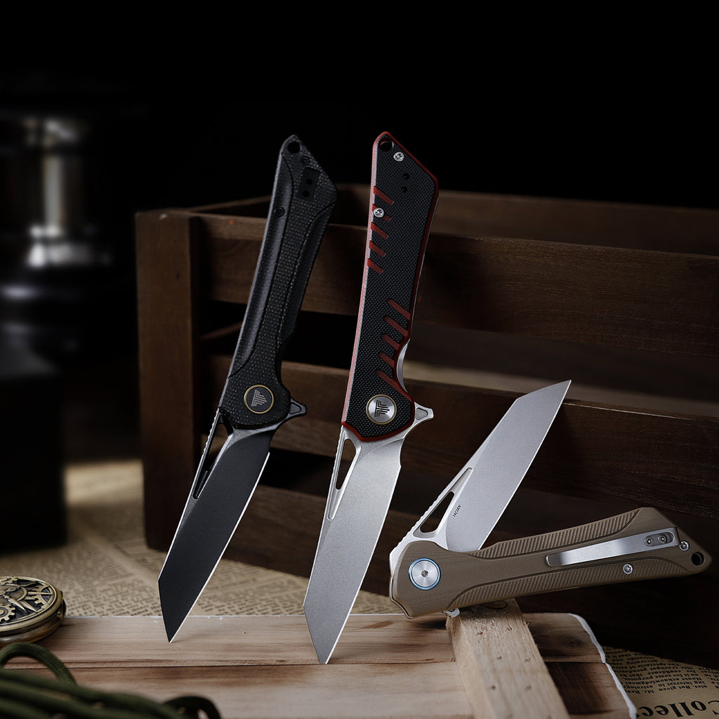 Collection of TRIVISA folding knives with modern designs