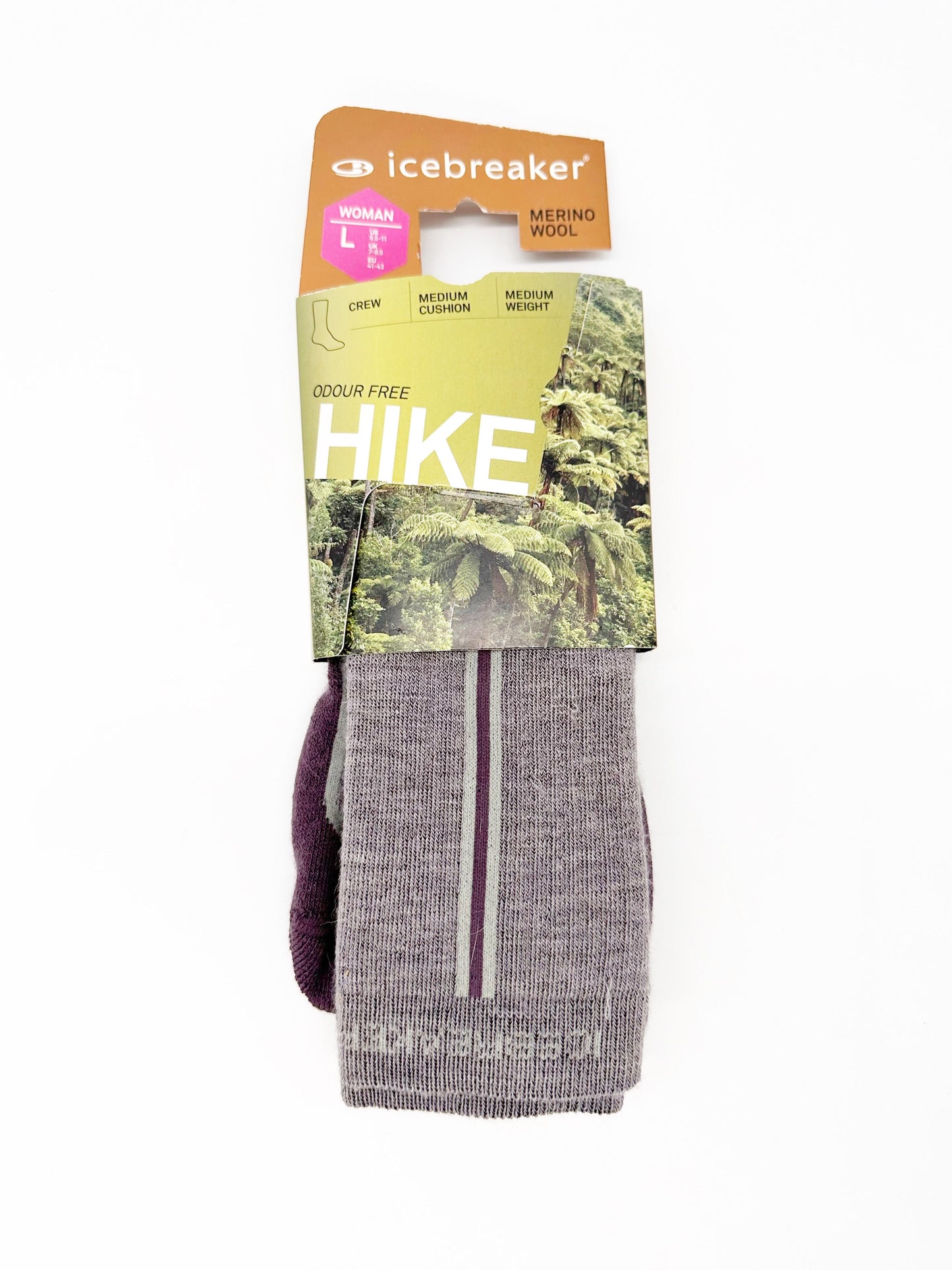 Icebreaker Womans Hike Mid Crew Merino Wool Sock Silk / Silver / Vintage