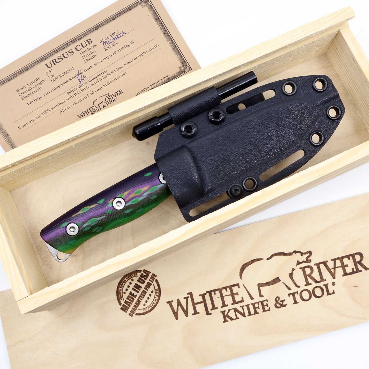 White River Knife & Tool Ursus Cub – 3.5" MagnaCut Fixed Blade Knife Custom Jokerfish G-Carta