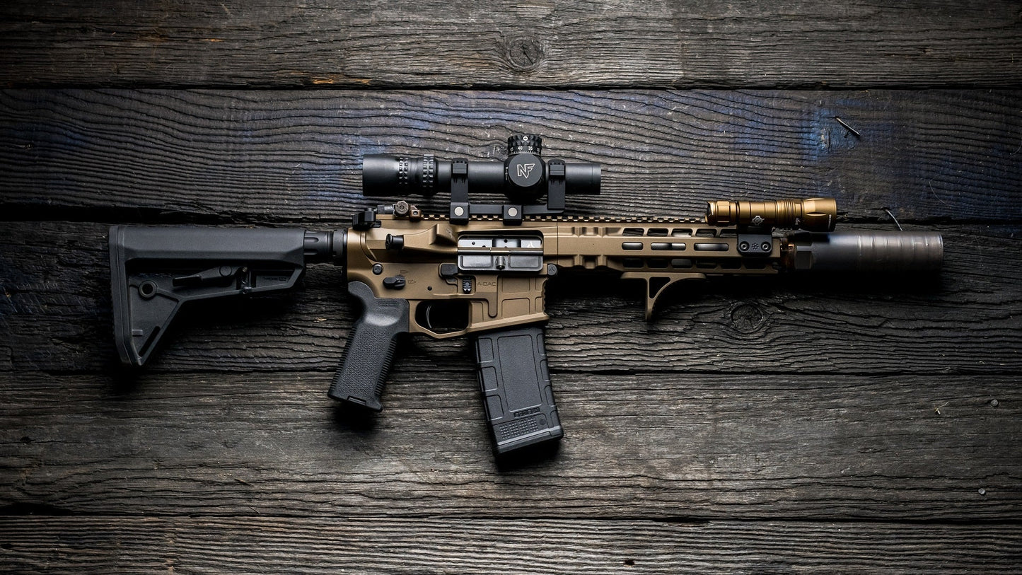 Weltool W35A FDE (WEL-W35A-FDE) rail-mounted weapon light installed on an AR rifle handguard