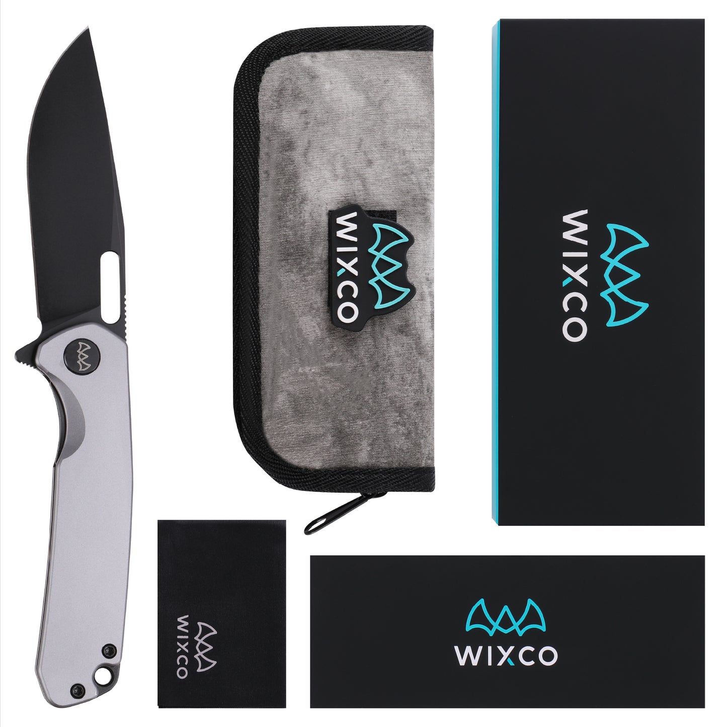 Wixco Pexston WX12-B – 3.3" 14C28N Clip Point Grey Aluminum Liner Lock Knife