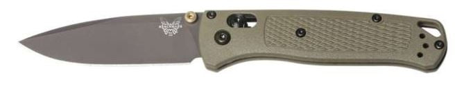 Benchmade Bugout 535GRY-1 EDC folding knife detail – Ranger Green Grivory, smoked gray CPM-S30V