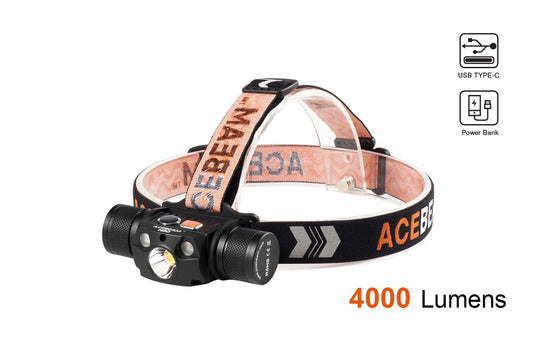 Acebeam H30 6500K 4000 Lumen Red + UV  Headlamp