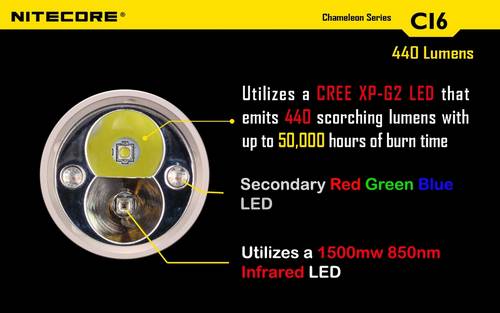 Nitecore Chameleon Series CI6 (Infrared) 440 Lumen 1 x 18650 / 2 x CR123A CREE XP-G2 Dual Color LED Flashlight