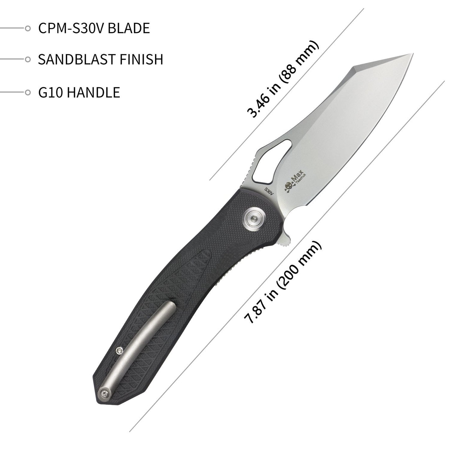 Kubey Knife Drake Liner Lock Folding Knife 3.46in S30V Steel Blade G10 Handles - KU310A