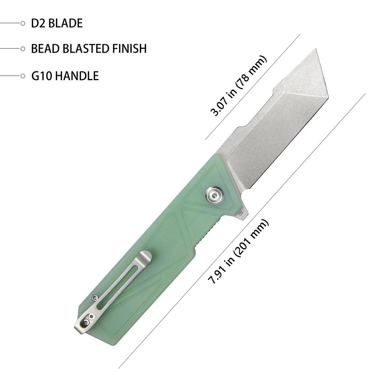 Kubey Avenger 3.07" D2 Jade KUB104E