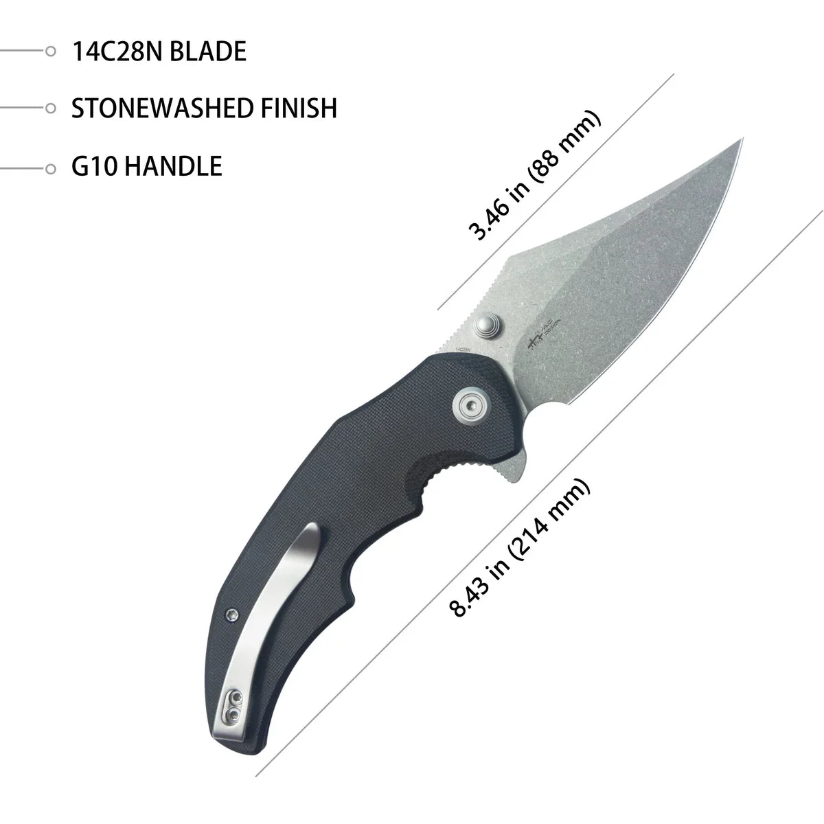 Kubey Ceto Camp 4.73" 14C28N Black G-10 KUB181A