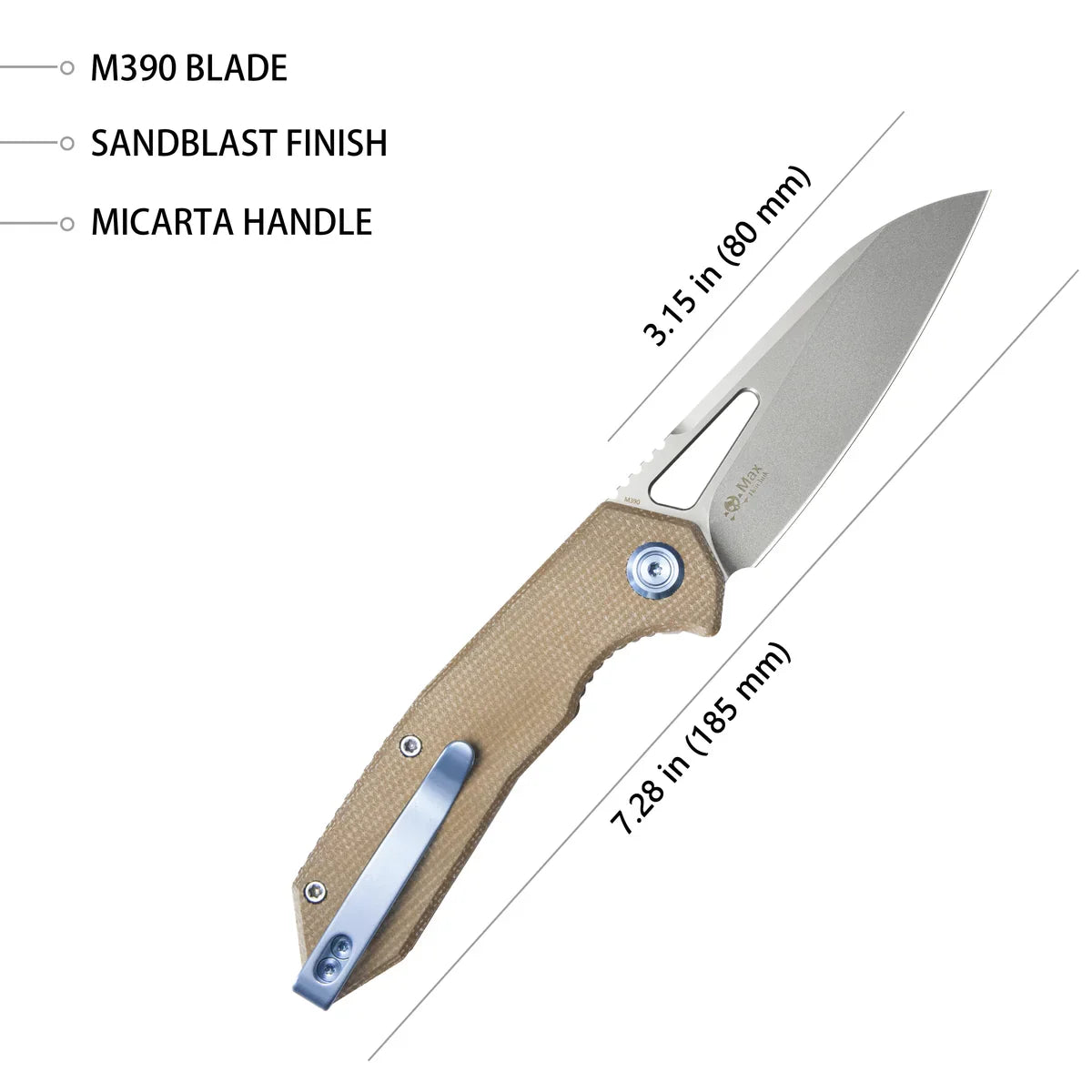 Kubey Knife Vagrant 3.15" M390 Tan G10 KUB291V