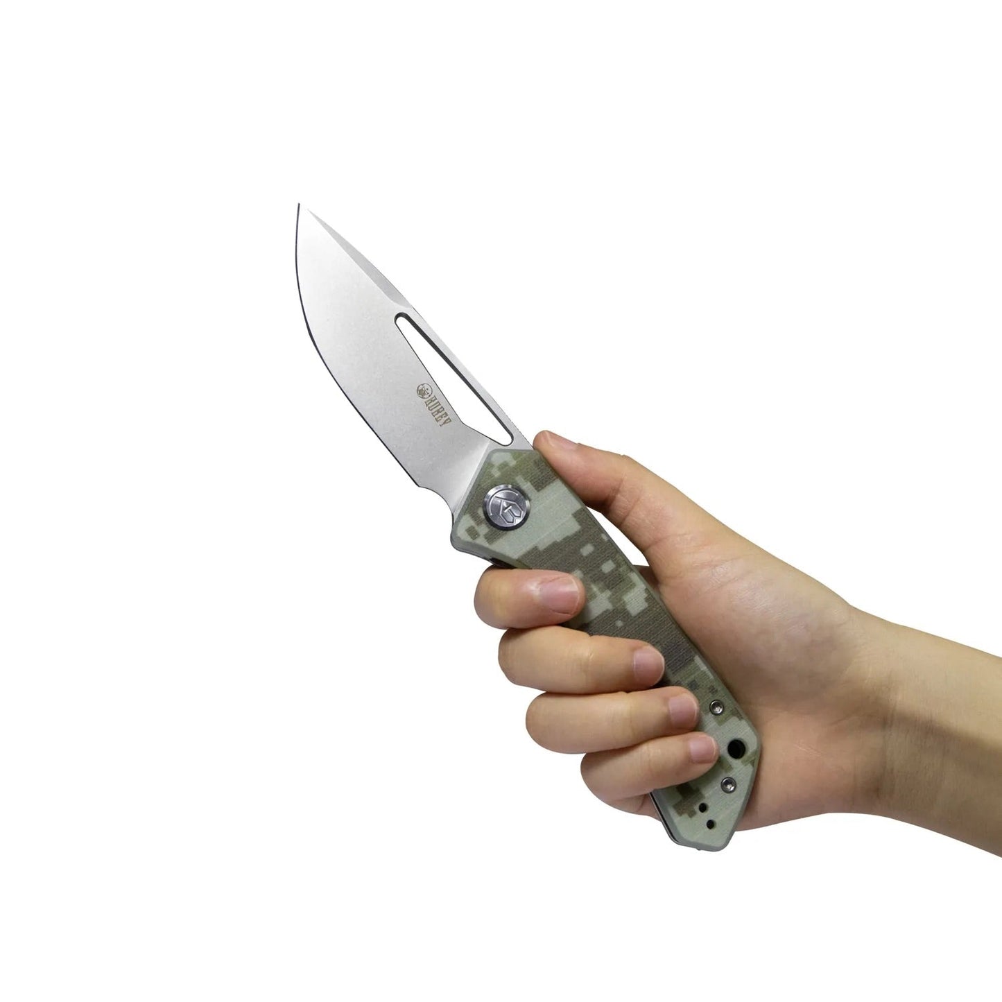 Kubey Knife KU331I Thalia Front Flipper EDC Folding Knife 3.27in D2 Steel Blade Camo G10 Handles