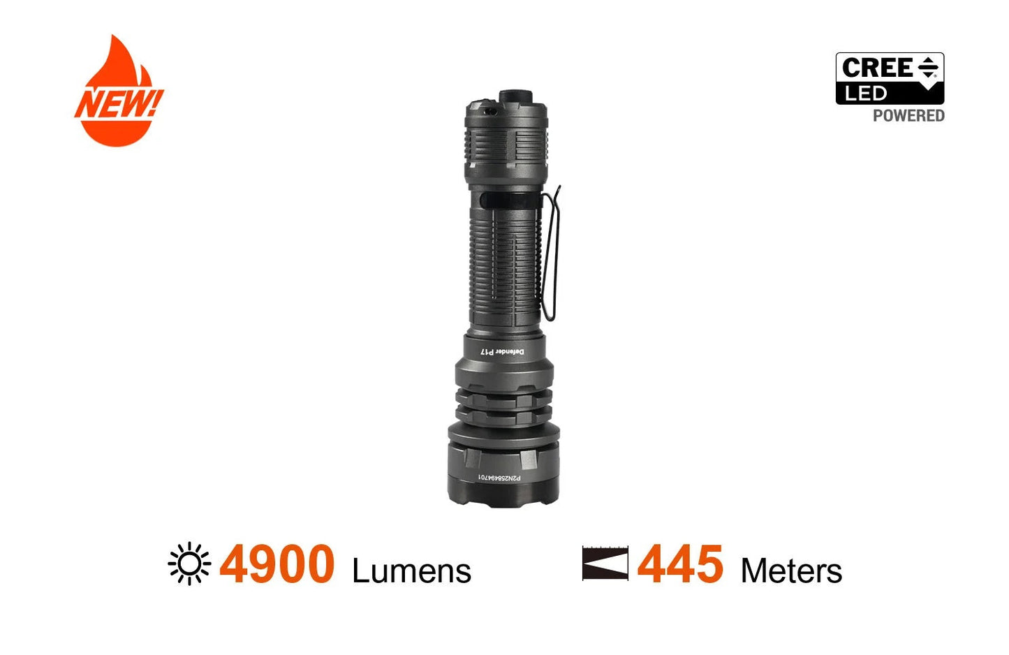 Acebeam P17 Gray 4900 Lumen High Powered Handheld Rechargeable Flashlight 1 x CREE XHP70.3 LED