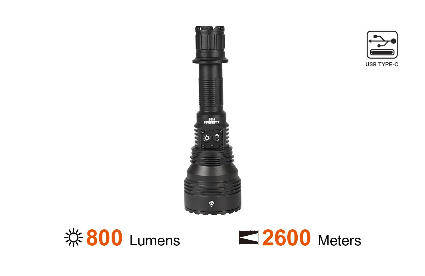 Lep Usb Acebeam W35 Zoom LEP USB-C Rechargeable Flashlight LC DEL Lens 2600 Me ...