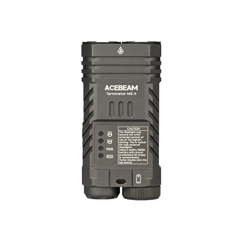 Acebeam Terminator M2-X 3200 Lumen Flashlight w/ RGB LED's USB-C Rechargeable 18650 Battery Included - GRAY