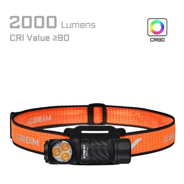 Acebeam H17 2.0 – 2000 Lumen Neutral White Headlamp | RGB Aux Lights, USB-C Rechargeable, IP68 Waterproof