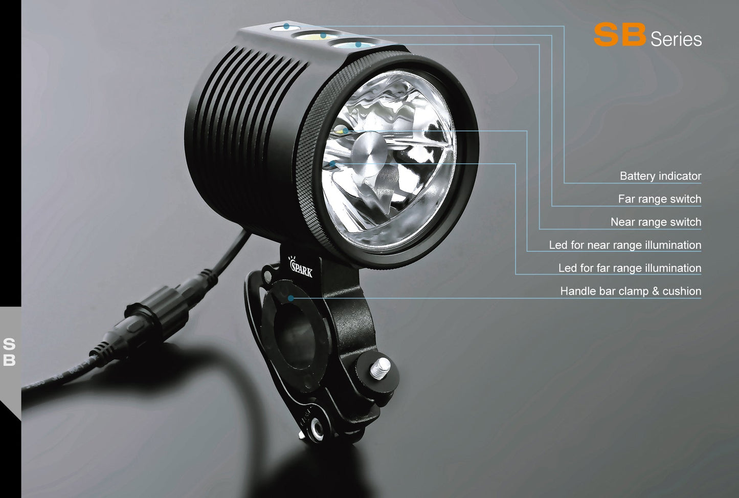 Spark SB100-NW 4 x 18650 CREE XM L2 Neutral White 550 Lumen LED Bicycle Flashllight