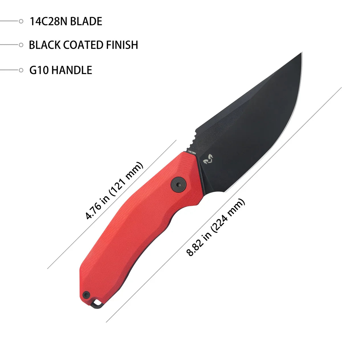 Kubey Knife Basilisk 4.76" 14C28N Red G-10 KUB381B